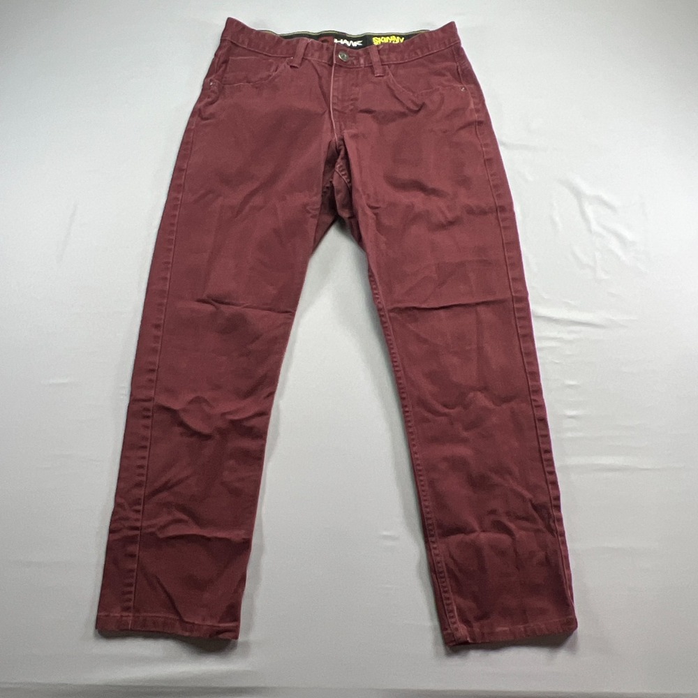 Tony Hawk Skinny Slouch Jeans Women 30x30 Burgundy Denim Cotton Stretch Mid Rise